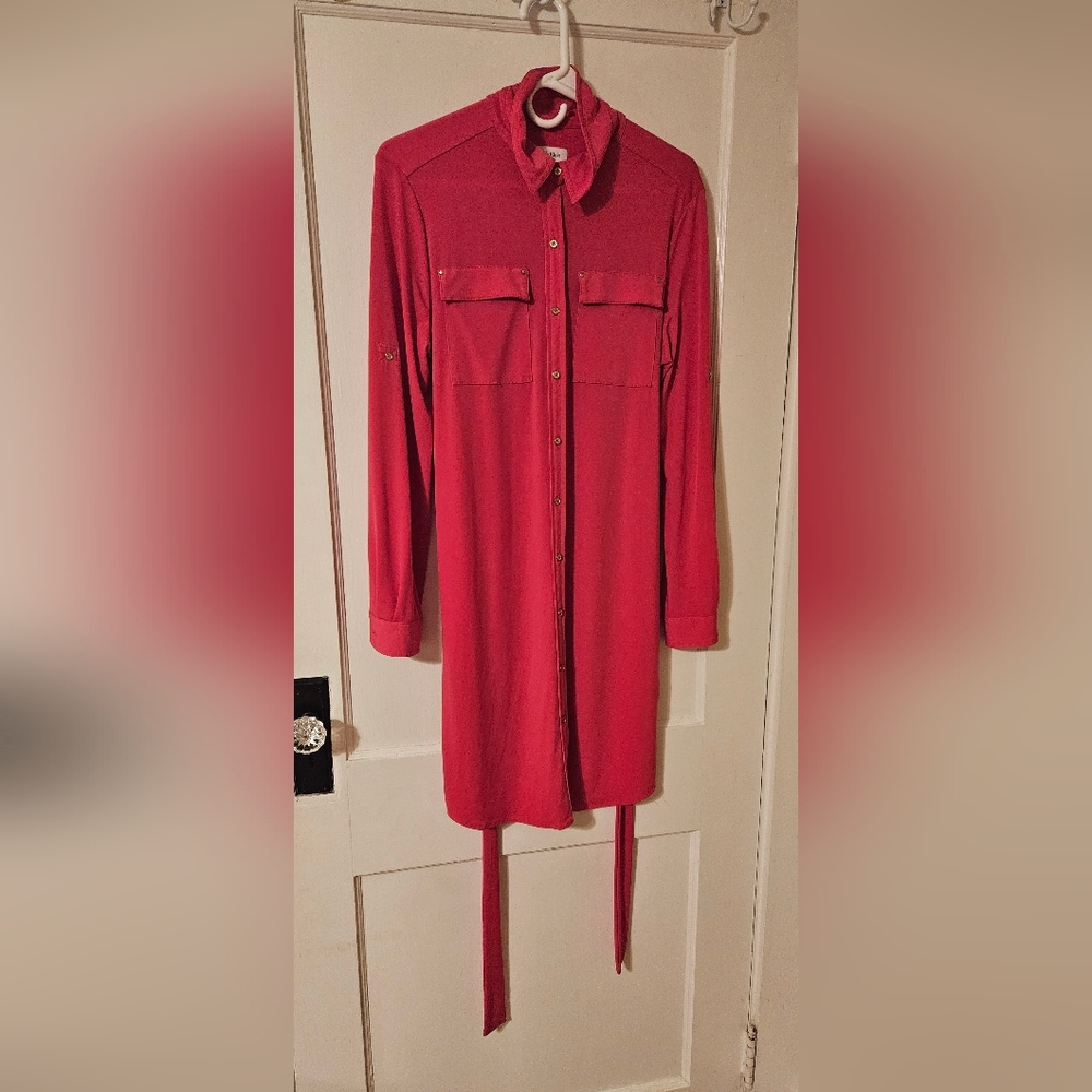 Calvin Klein Womens Pink Casual Button-Down Dress - Picture 7 of 7